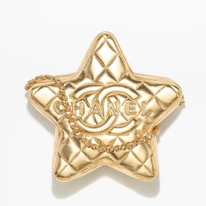 Chanel 24C Large Gold Metallaic Lambskin Star CC Logo Runway Purse NWT